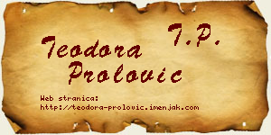 Teodora Prolović vizit kartica